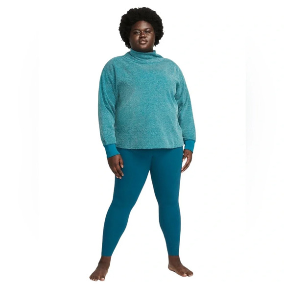 Nike Yoga Luxe Therma Fit Women's Textured Teal Blue Cover-Up Plus Size 2X - Picture 1 of 13